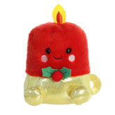 Luz Candle Palm Pal plush, red with gold holder and holly, ideal for brightening holiday celebrations.
